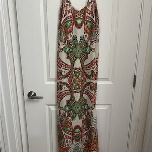 Orange and Green Paisley Maxi Sundress